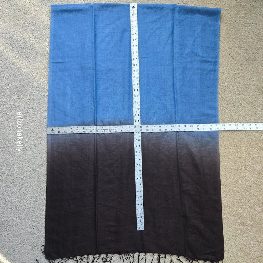 NWOT Eileen Fisher Wool Ombre Lightweight Scarf Blue Gradient